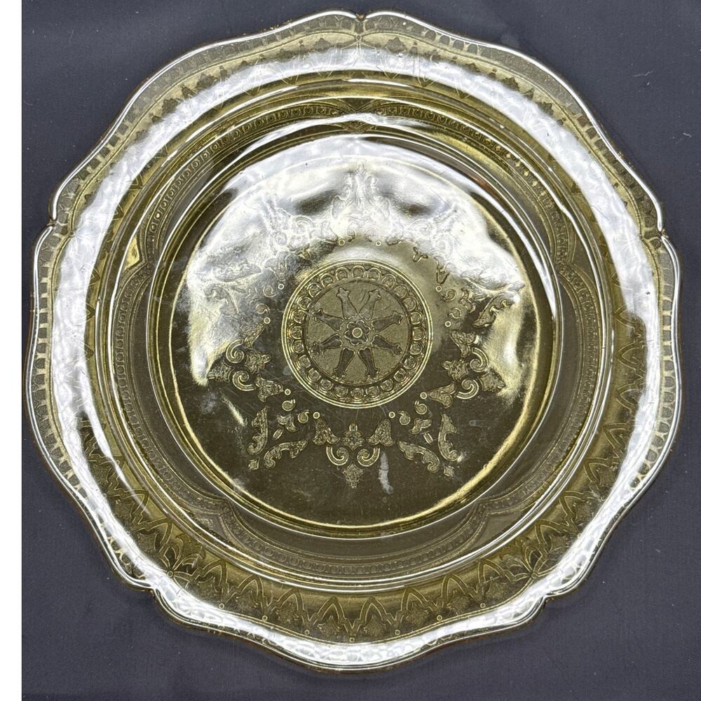 Vintage Federal Glass Patrician Amber Dinner Plate 11" Spoke Pattern Depression